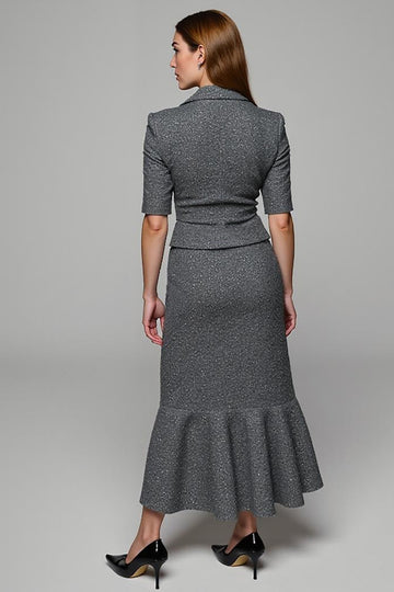 Sparkly Dark Grey 2-Piece Sheath Work Dress